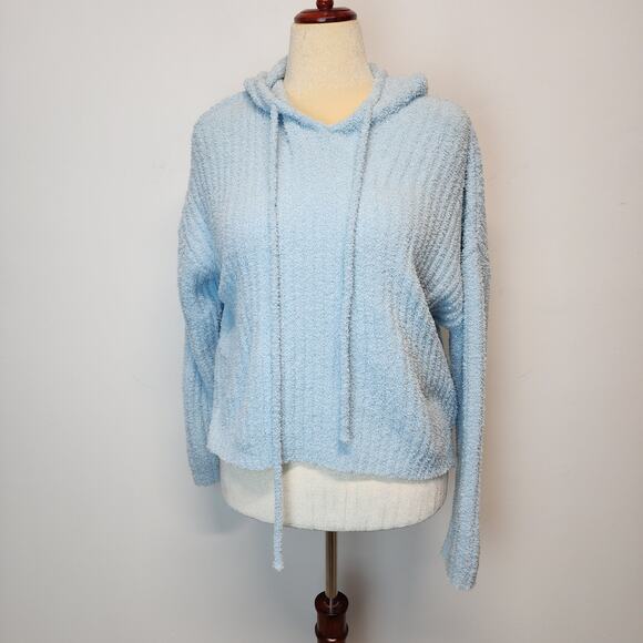 Altar'd State Cozy Soft Hooded Pullover Sweater Size M Light Blue Intimates Boxy - Picture 1 of 9